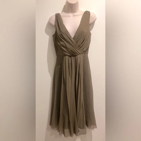 tahari chiffon dress Elie Tahari Sierra Ruched Silk Chiffon Dress